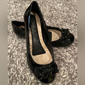 Mark Fisher Black Patent Leather Bow Flats
